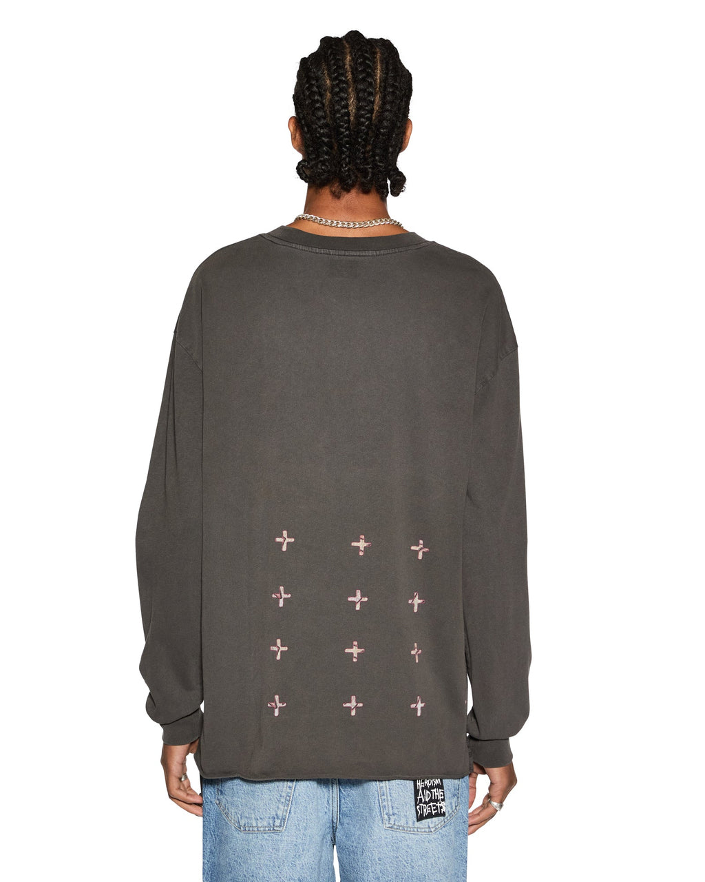 Mens Dug Out Biggie Ls Tee Faded Black Oversized Tees - Black