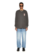 Mens Dug Out Biggie Ls Tee Faded Black Oversized Tees - Black
