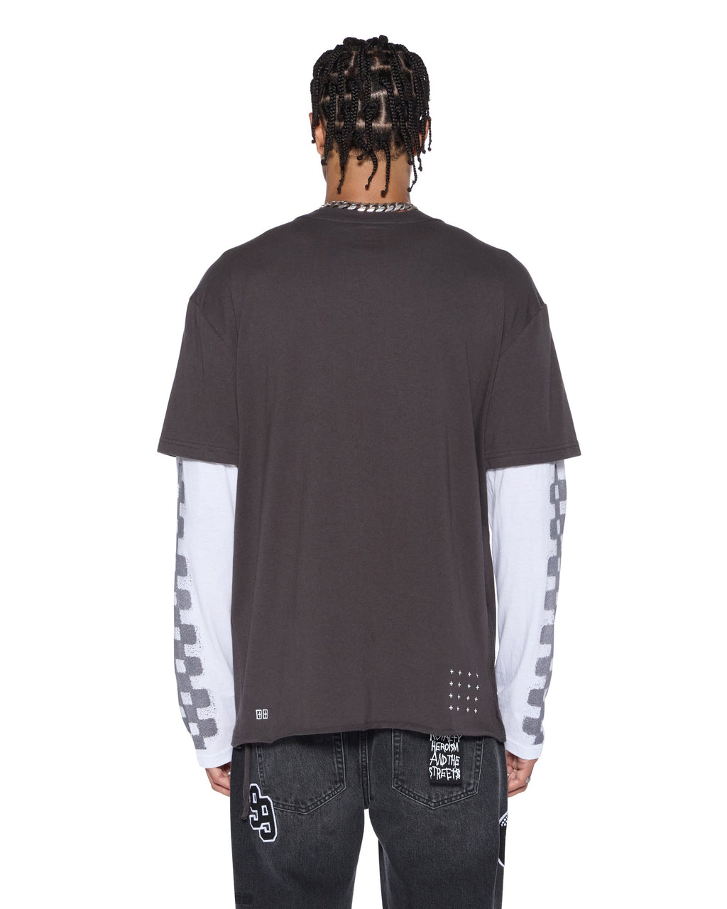 Mens Engine Ls Layer Tee Faded Black Regular Tees - Black