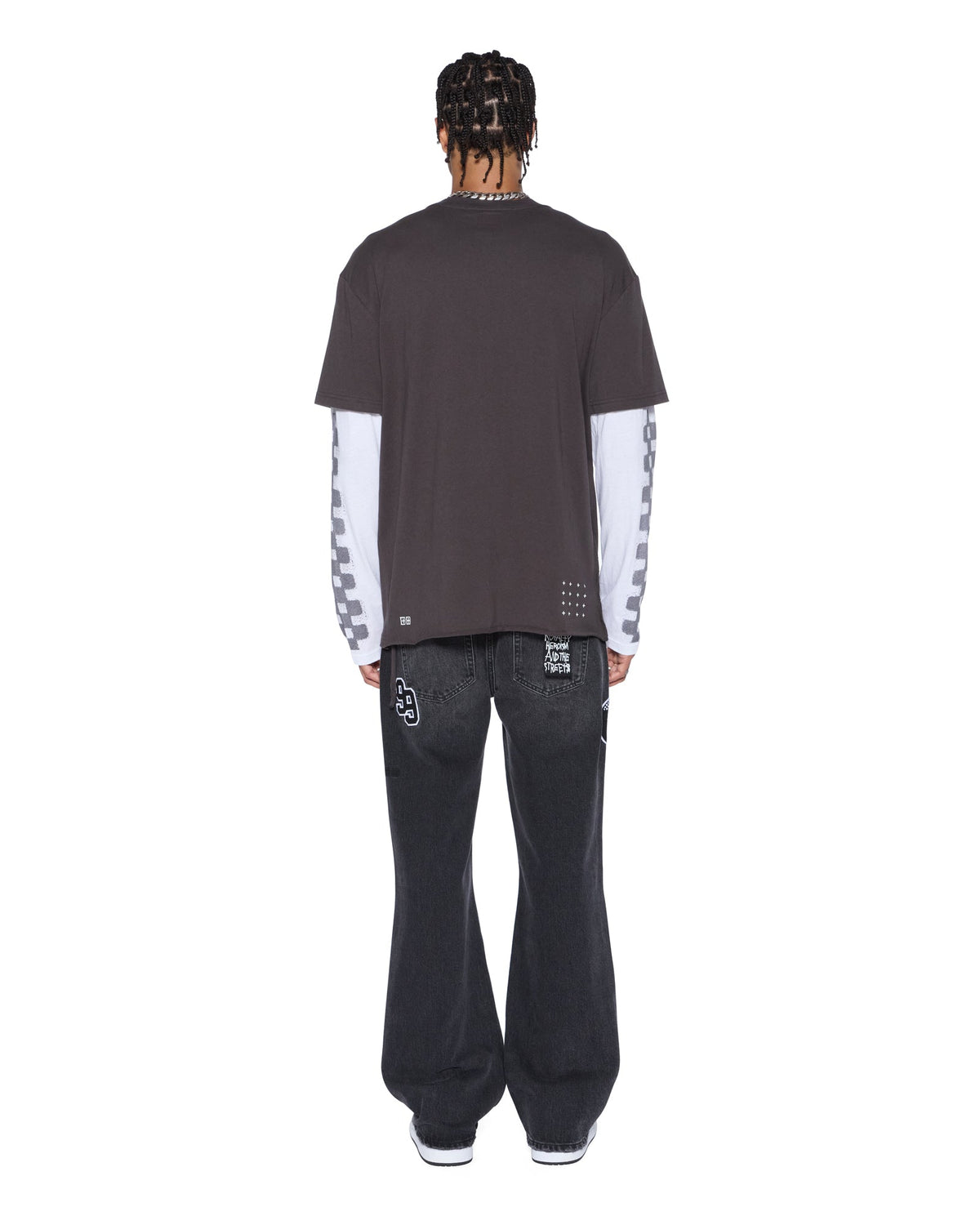 Mens Engine Ls Layer Tee Faded Black Regular Tees - Black