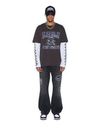 Mens Engine Ls Layer Tee Faded Black Regular Tees - Black