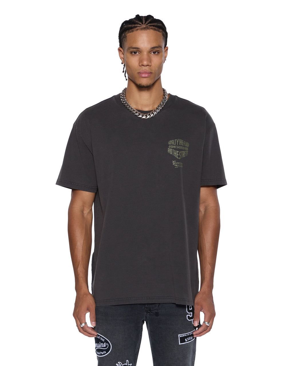 Mens Garage Biggie Ss Tee Faded Black Oversized Tees - Black