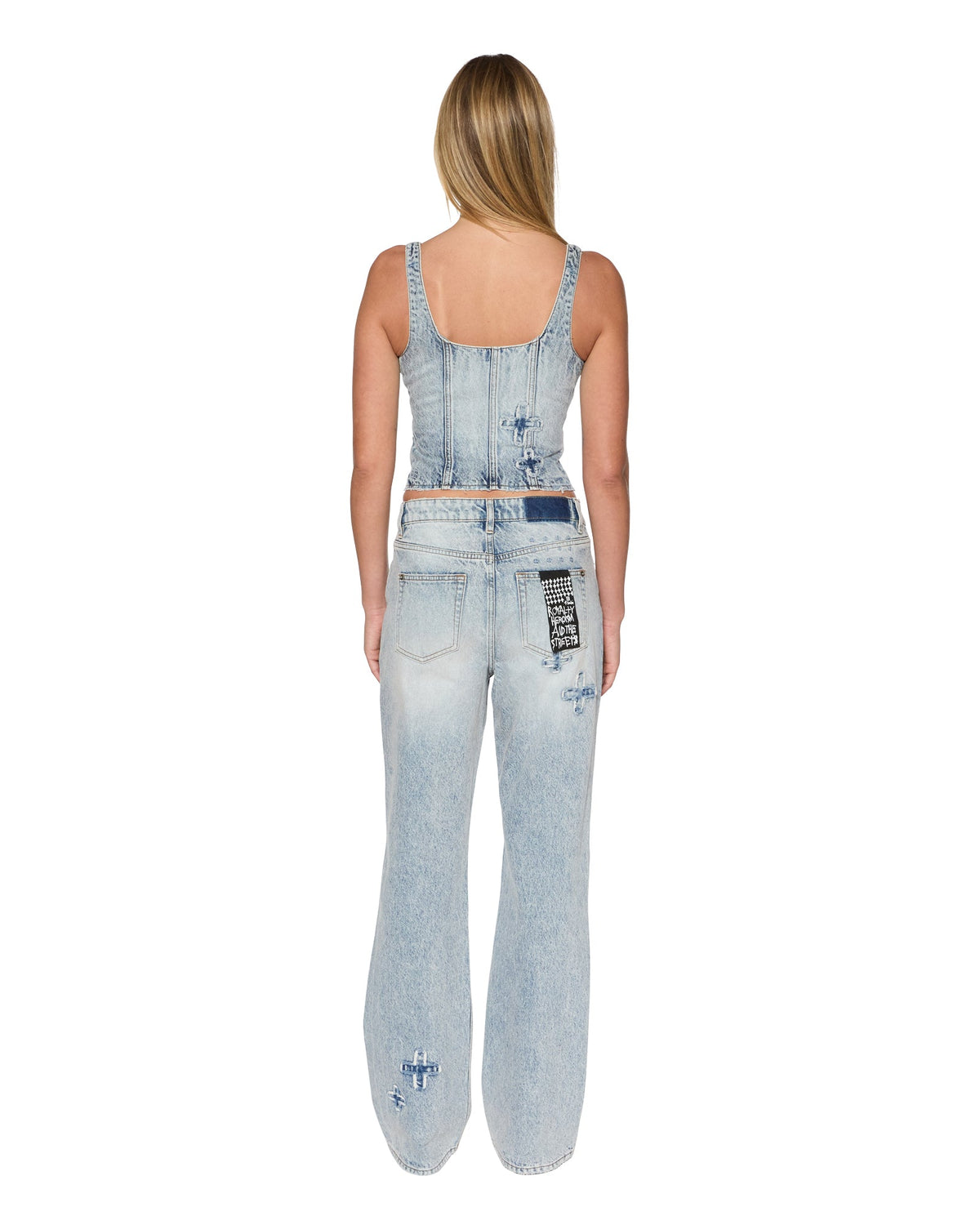 Womens Gigi Bustier Klassic Kraftwerk Fitted Fashion Tops - Denim