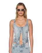 Womens Gigi Bustier Klassic Kraftwerk Fitted Fashion Tops - Denim