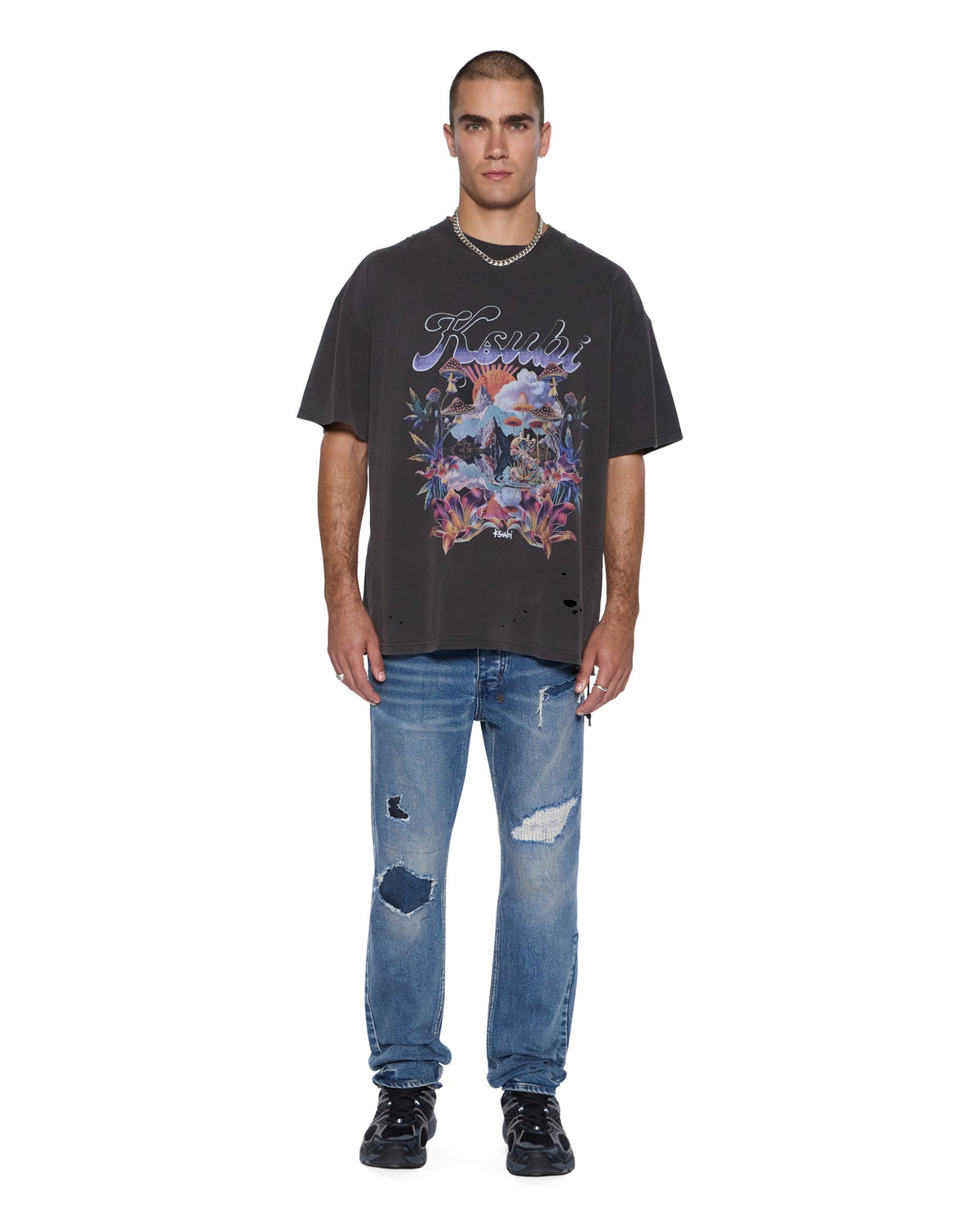 Mens Hendrix Ekcess Ss Tee Old Black Oversized Tees - Black