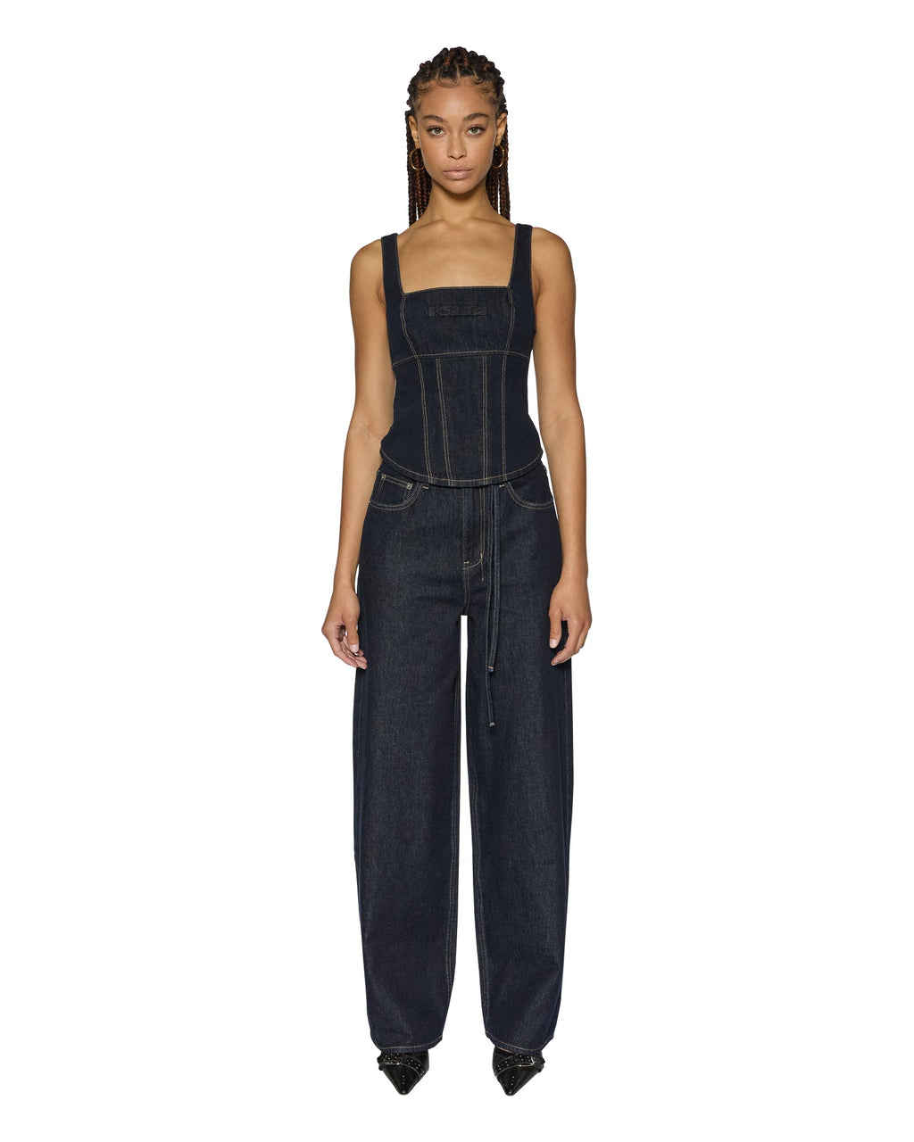 Womens Hera Bustier Zenith Pop Fitted Fashion Tops - Denim