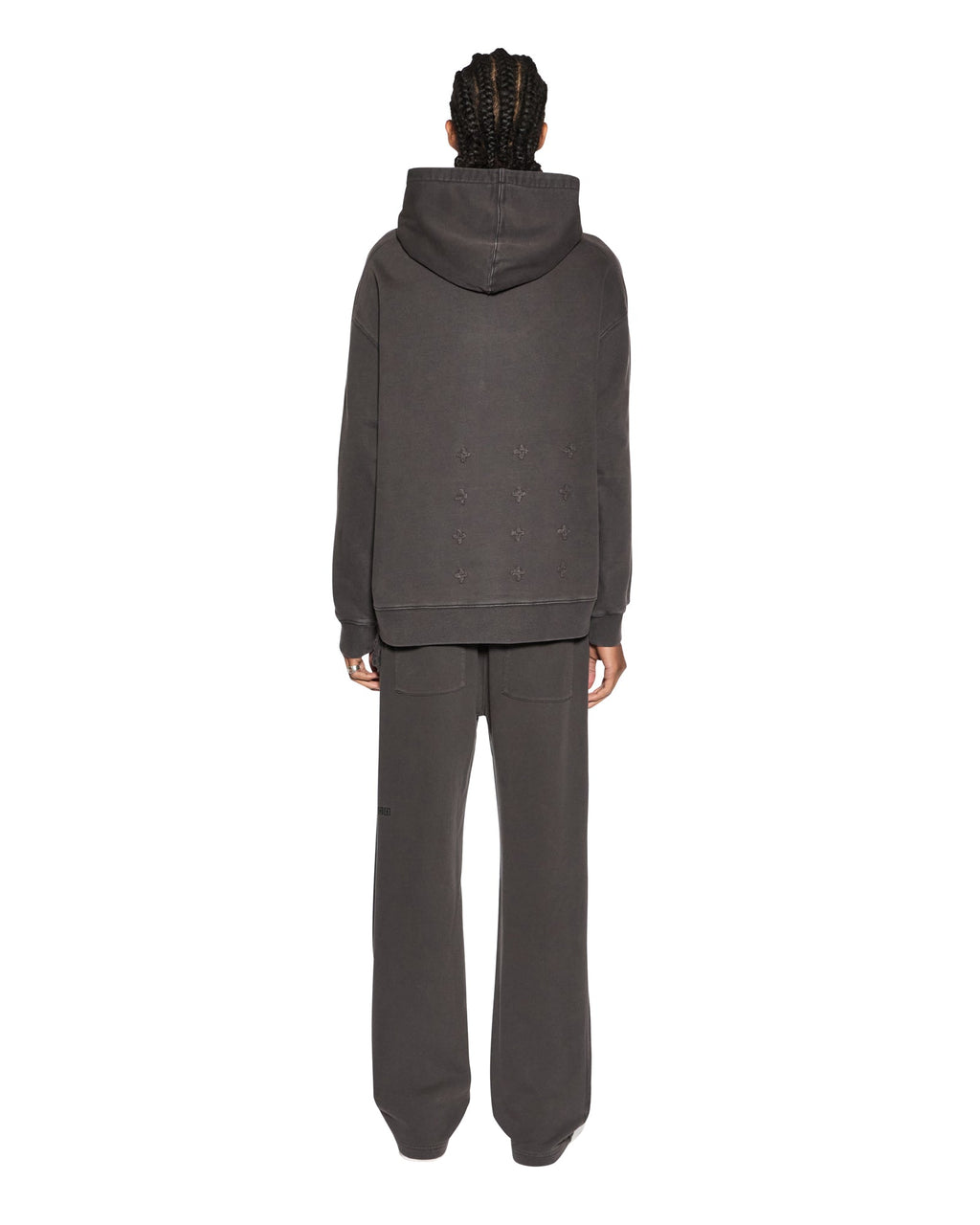 Mens Inverted Biggie Hoodie Faded Black Oversized Fleece - Black