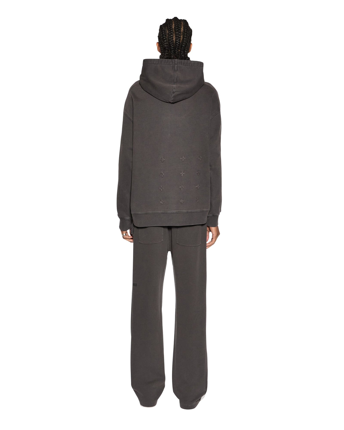 Mens Inverted Biggie Hoodie Faded Black Oversized Fleece - Black
