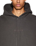 Mens Inverted Biggie Hoodie Faded Black Oversized Fleece - Black
