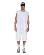 Mens Kingdom Cut Off Biggie Tee White Oversized Tees - White