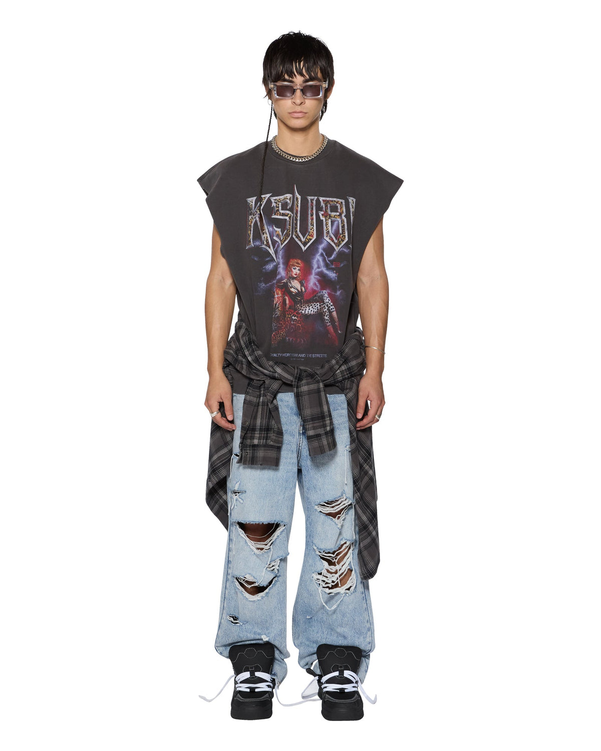Mens Maxx Bunker Blue Trashed Baggy Denim Jeans - Denim