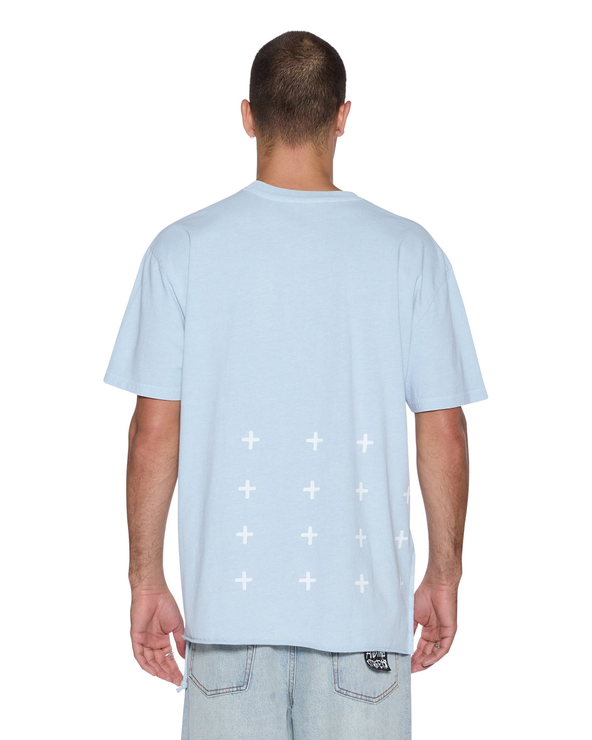 Mens Last Summer Biggie Ss Tee Blue Mist Oversized Tees - Blue