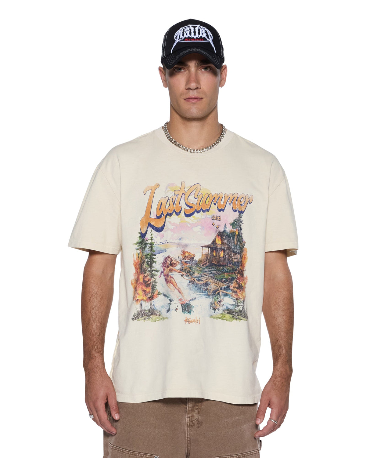 Mens Last Summer Biggie Ss Tee Desert Oversized Tees - Tan