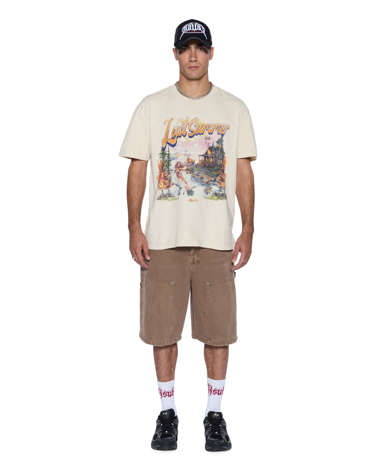 Mens Last Summer Biggie Ss Tee Desert Oversized Tees - Tan