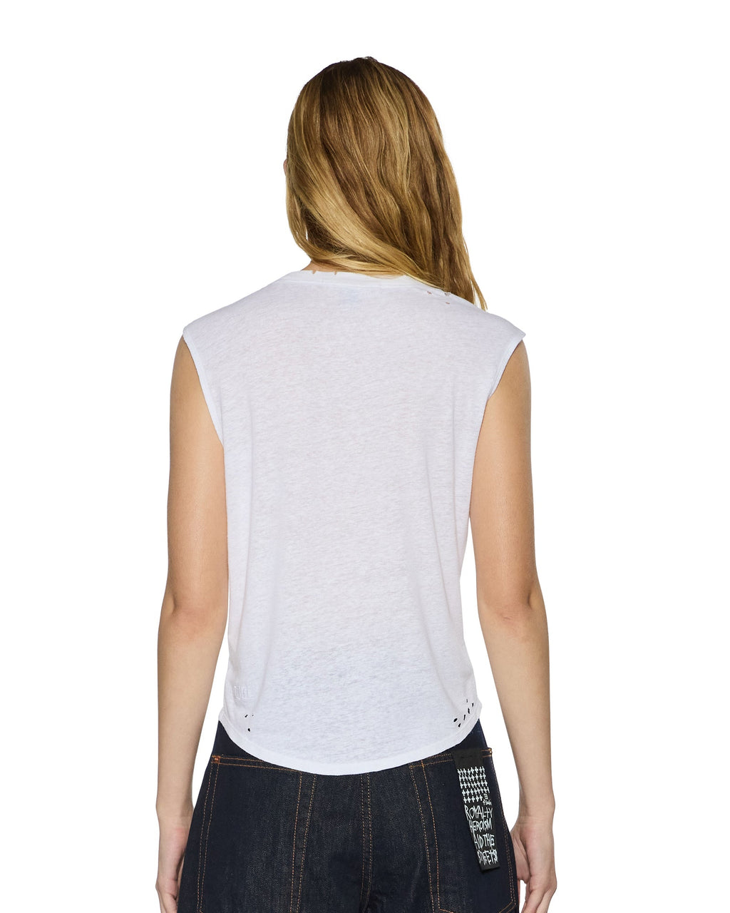 Womens Motor Oil Moss Tank White Regular Fashion Tops - White