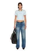 Womens Moniker Baby Tee Sky Fitted Tees - Blue