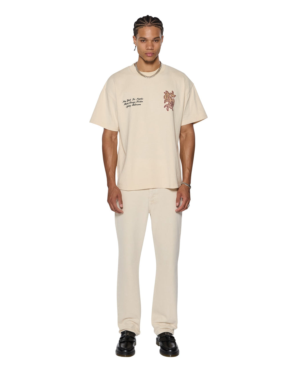 Mens Hazlow Ecru Straight Denim Jeans - Beige