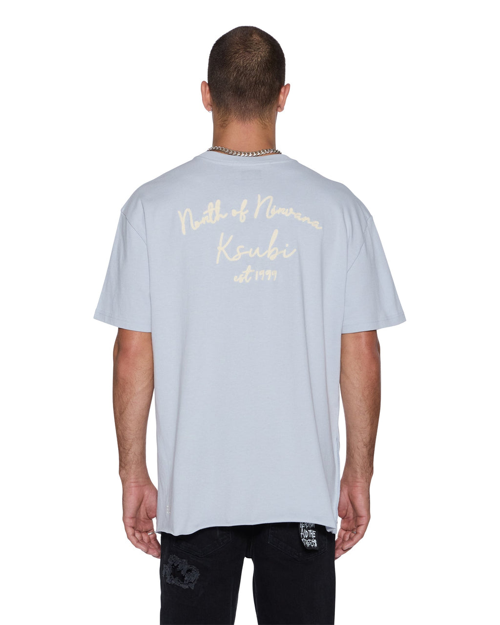 Mens Salud Biggie Ss Tee Blue Mist Oversized Tees - Blue
