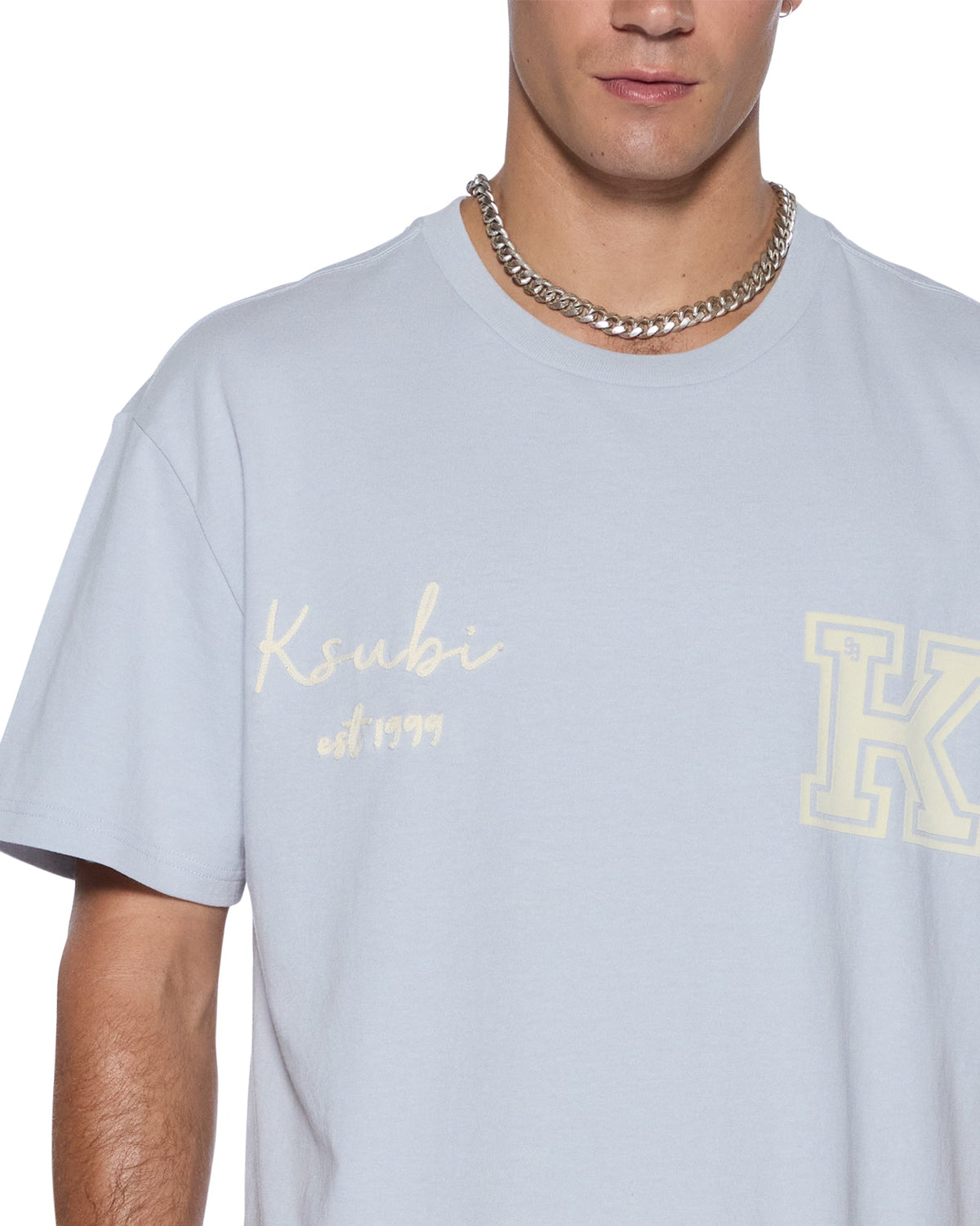 Mens Salud Biggie Ss Tee Blue Mist Oversized Tees - Blue