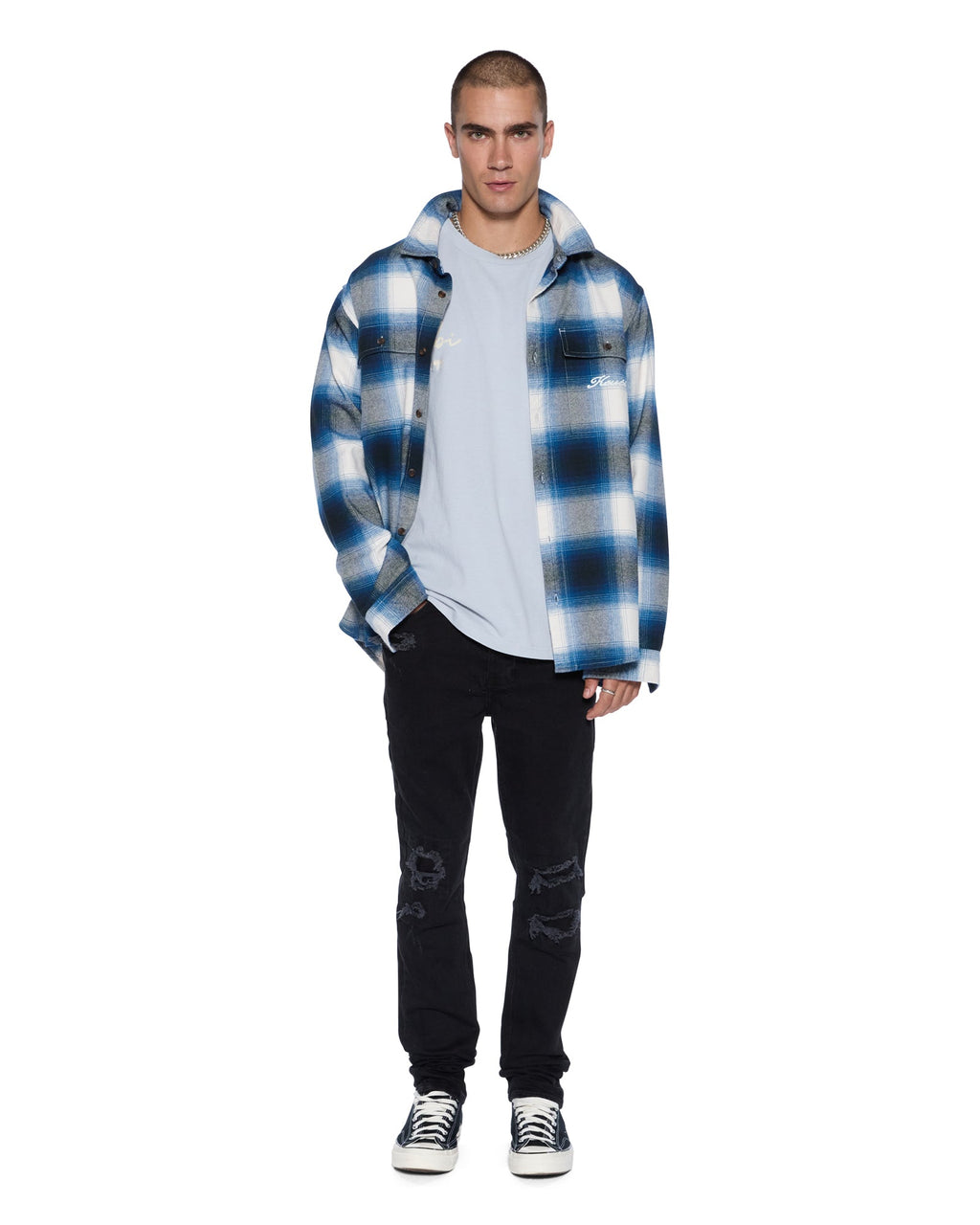 Mens Salud Biggie Ss Tee Blue Mist Oversized Tees - Blue
