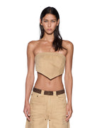 Womens Scarf Top Sierra Tan Fitted Fashion Tops - Tan
