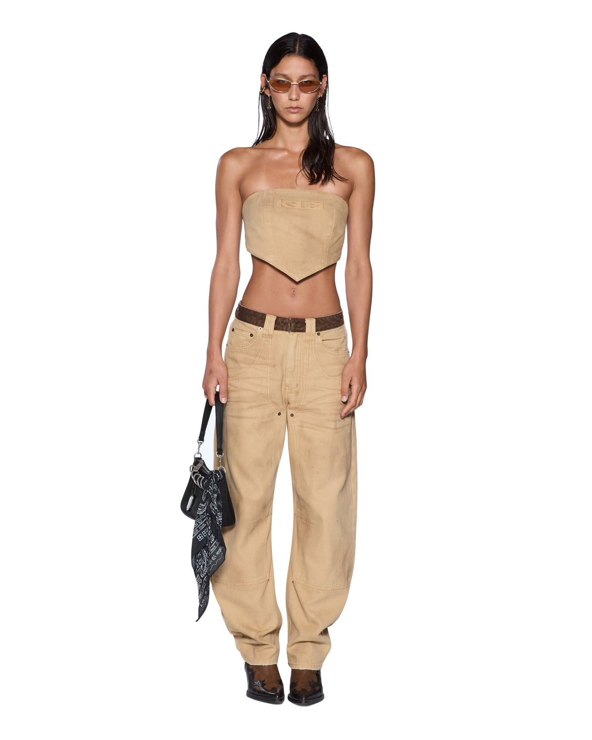 Womens Barrel Jean Carpenter Sierra Tan Barrel Leg Denim Jeans - Tan
