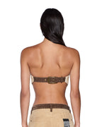Womens Scarf Top Sierra Tan Fitted Fashion Tops - Tan