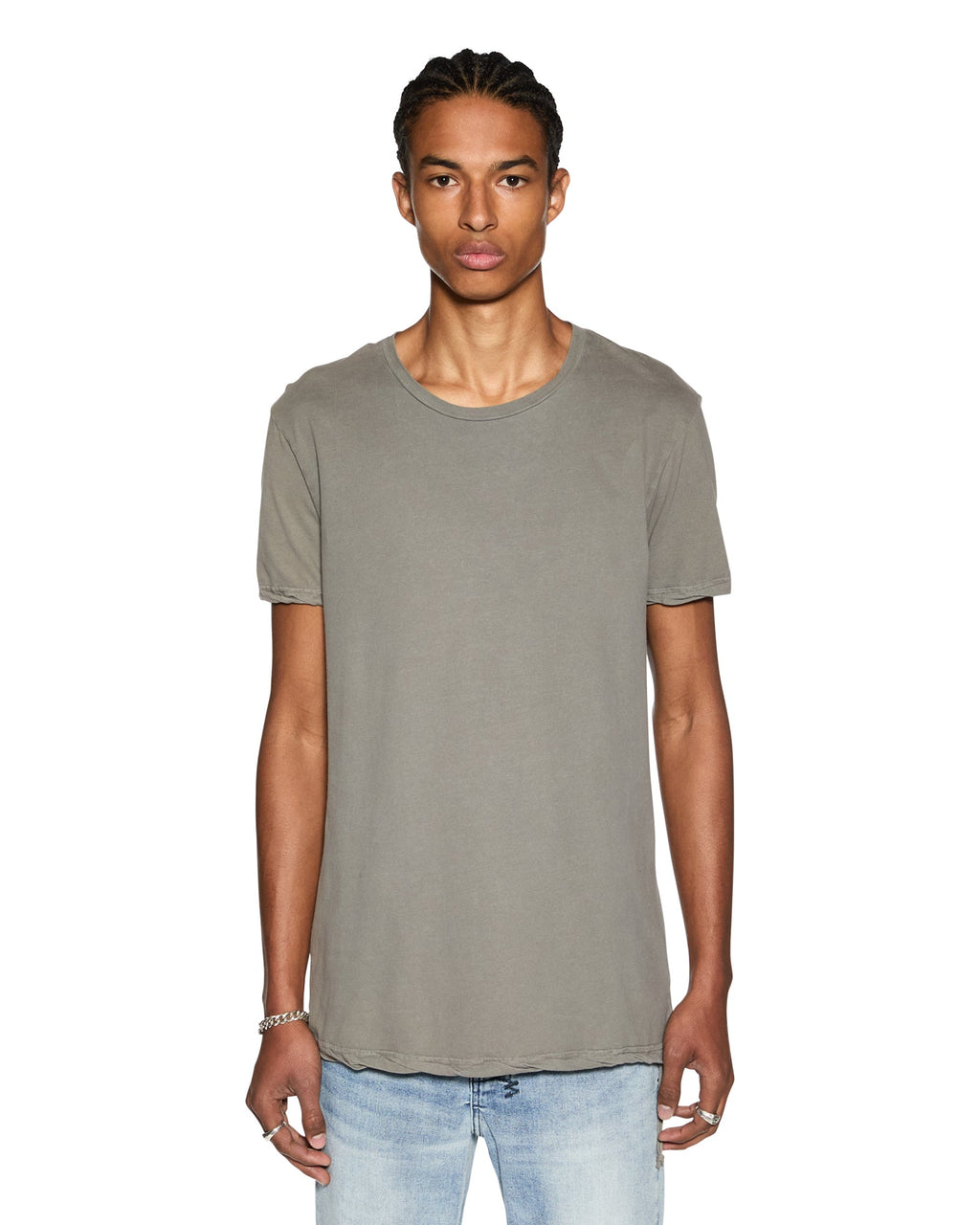 Mens Seeing Lines Ss Tee Vintage Grey Fitted Tees - Grey