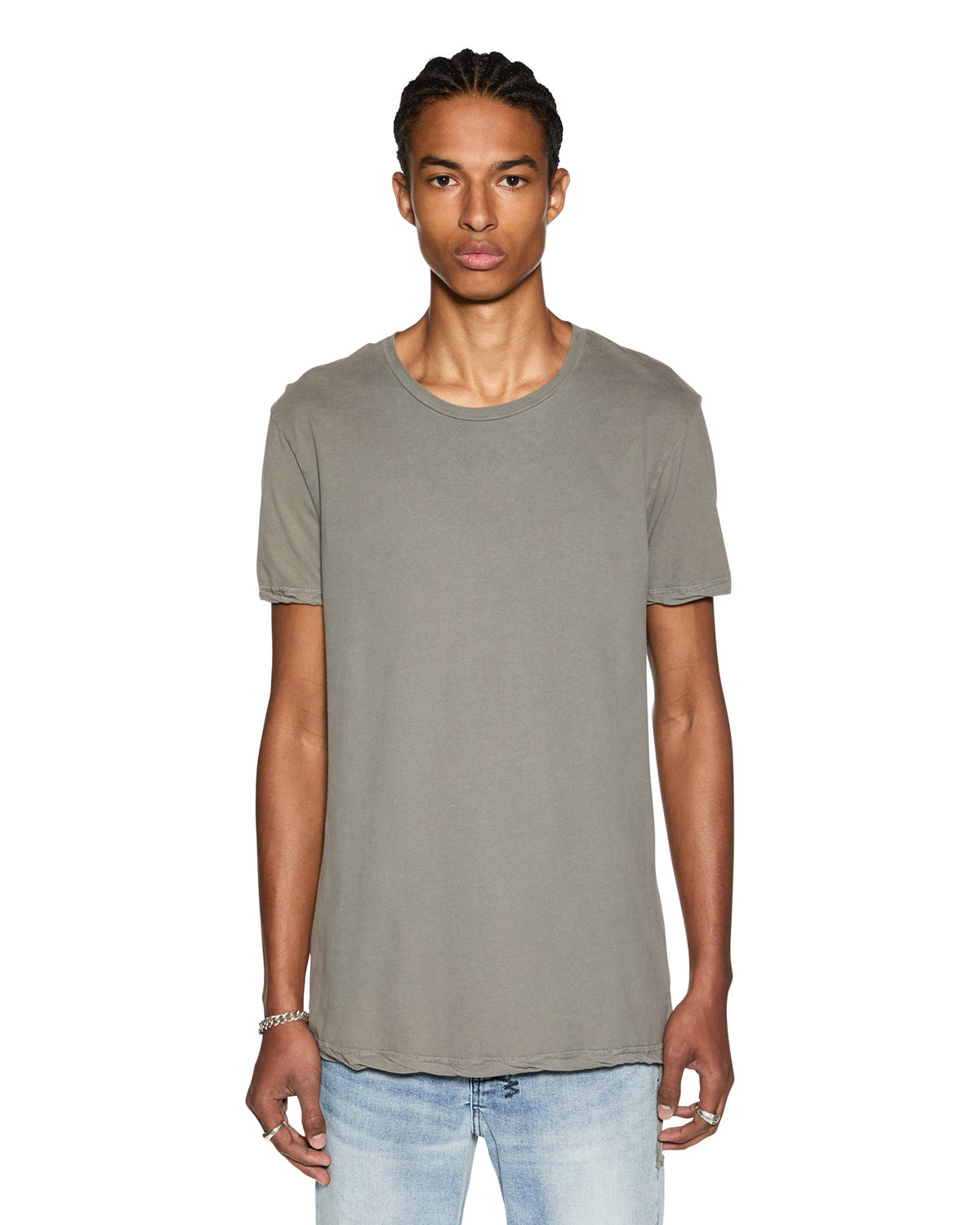 Mens Seeing Lines Ss Tee Vintage Grey Fitted Tees - Grey