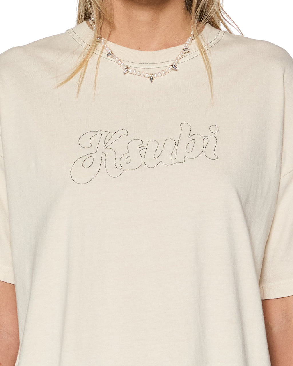 Womens Sketch Oh G Tee Slice Ecru Oversized Tees - Beige