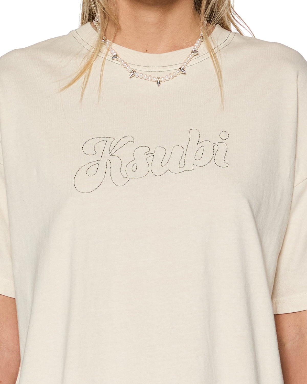 Womens Sketch Oh G Tee Slice Ecru Oversized Tees - Beige