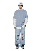 Mens Sott Ekcess Ss Tee Storm Oversized Tees - Blue