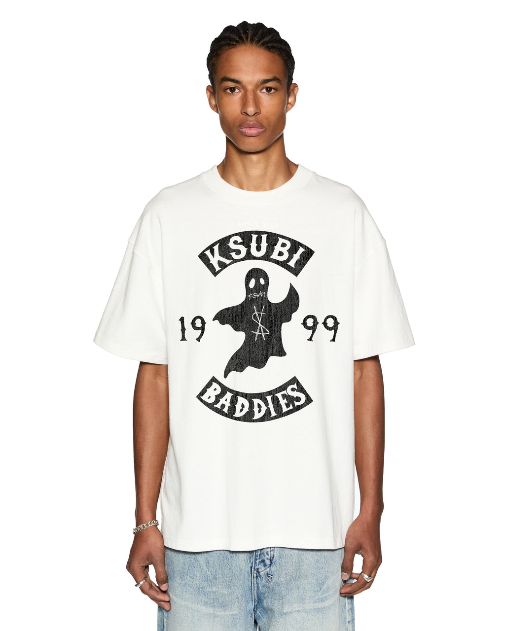 Mens Baddies Ekcess Vintage White Oversized Tees - White