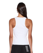 Womens Stacked Origin Tank White Fitted Fashion Tops - White