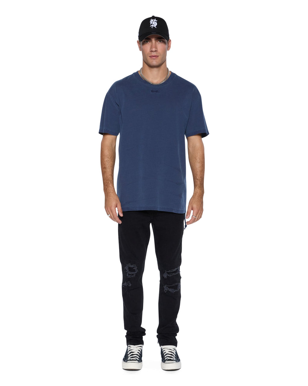 Mens Stitch Up Biggie Ss Tee Deep Oversized Tees - Navy