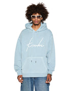 Mens Skript Biggie Hoodie Ice Blue Oversized Fleece - Blue