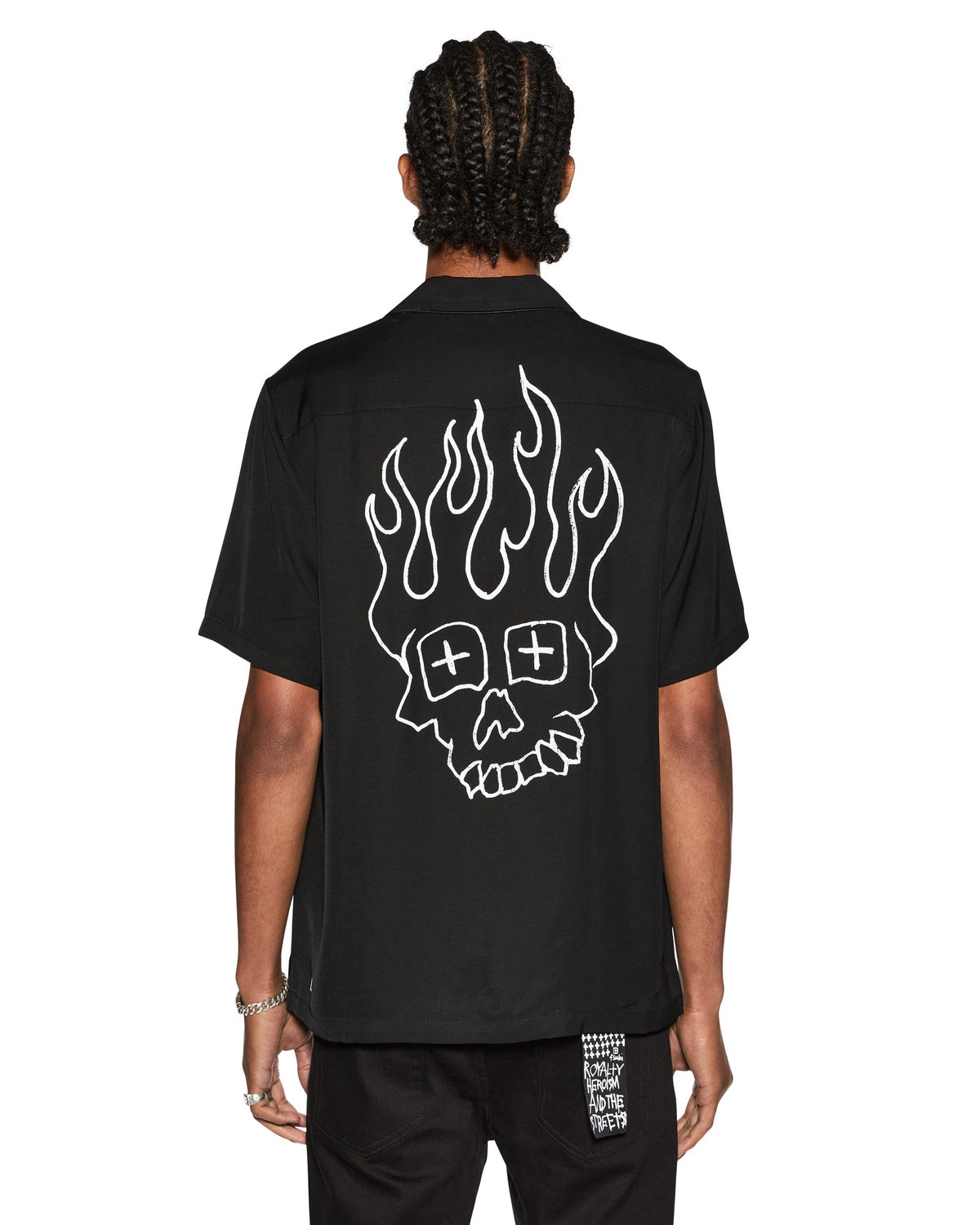 Mens Skull Alley Downtown Ss Shirt Black Regular Shirts - Black And White