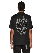 Mens Skull Alley Downtown Ss Shirt Black Regular Shirts - Black And White