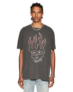 Mens Skull Biggie Ss Tee Faded Black Oversized Tees - Black