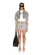 Womens Low Rider Mini Dime Krystal Trashed Baggy Skirts - Grey