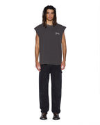 Mens Truckstop Ekcess Cutoff Faded Black Oversized Tees - Grey