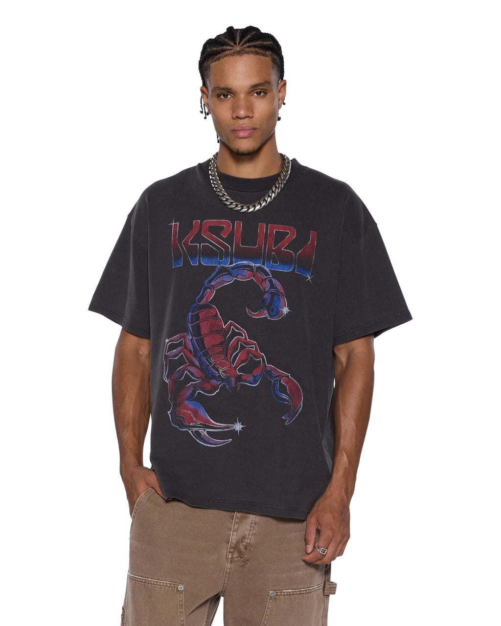 Mens Venom Ekcess Ss Tee Faded Black Oversized Tees - Black