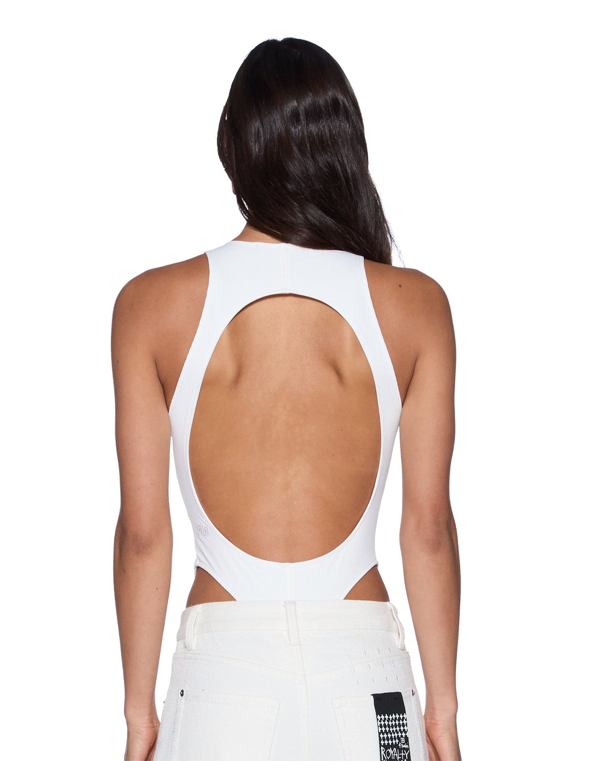 Womens Phillipa Bodysuit White Fitted Fashion Tops - White
