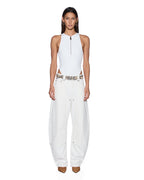 Womens Phillipa Bodysuit White Fitted Fashion Tops - White