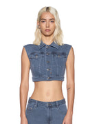 Womens Trucker Vest Mirage Regular Fashion Tops - Blue