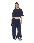 Womens 99 Boyfriend Cropped Ss Tee Ink Blue Oversized Tees - Navy
