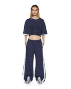 Womens 99 Boyfriend Cropped Ss Tee Ink Blue Oversized Tees - Navy
