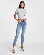 Womens Spray On Exposed Haven Skinny Denim Jeans - Denim