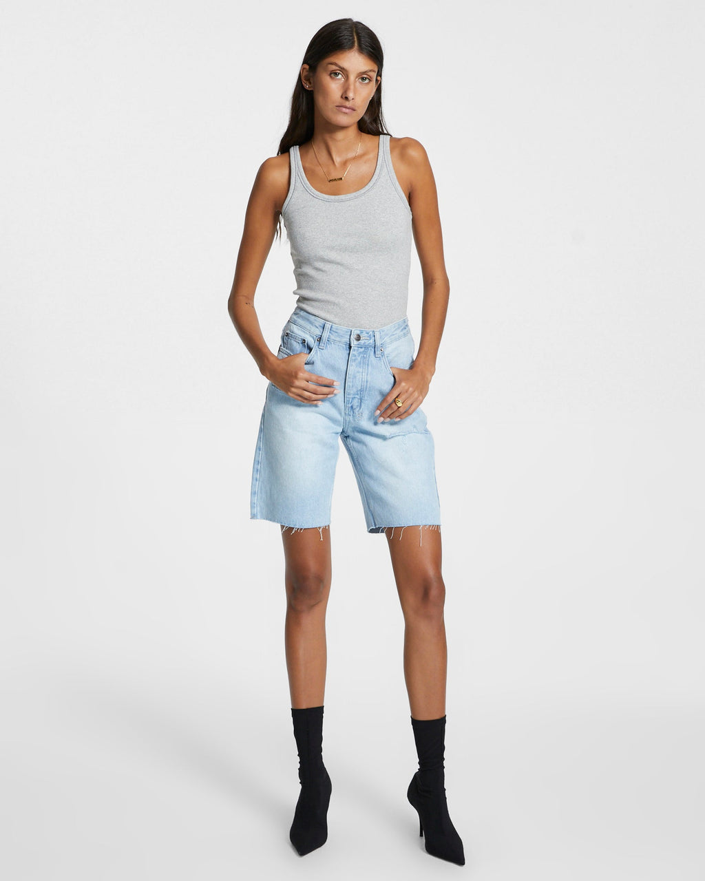 Womens Brooklyn Short Sense Sliced Relaxed Walkshorts - Denim