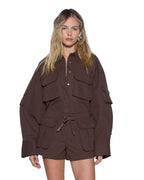 Womens Astra Ls Cargo Shirt Chocolate Oversized Shirts - Brown